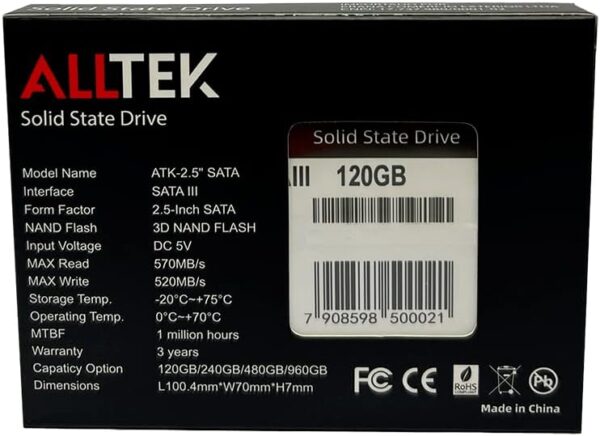 SSD Alltek 2.5 SATA III 6 Gbs - ATKSSDS 120GB