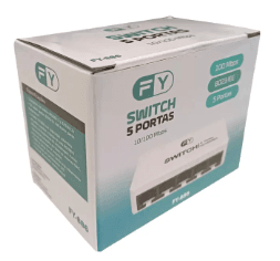 Switch FY886 5 Portas 10, 100 Mbps Ethernet Automático com Fonte de Alimentação