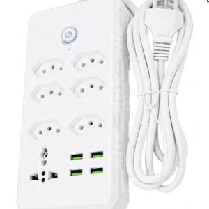 Filtro de Linha com 6 Tomadas, 1 Universal e 4 Portas USB, Branco, Proteção Contra Variações Elétricas, Interruptor Power