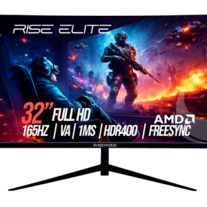 Monitor Gamer Curvo Rise Mode Elite 32", FHD, 165Hz, VA, FreeSync, HDR 400, DisplayPort e HDMI, sRGB 99%, Preto -