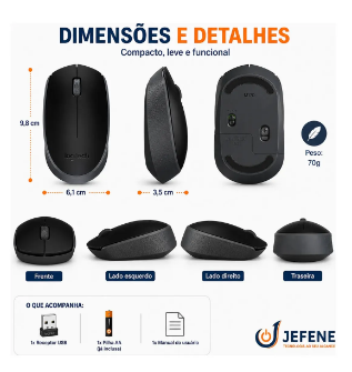 Mouse Logitech Sem Fio M170 Rc/nano C/pilha - Preto - Imagem 3