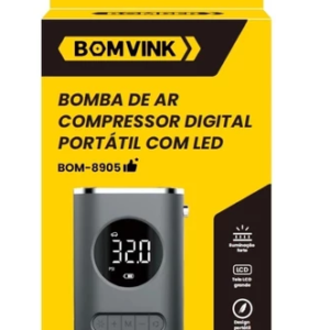 Mini Compressor de Ar portátil digital recarregável 150 PSI - BOM-8905 Bomvink