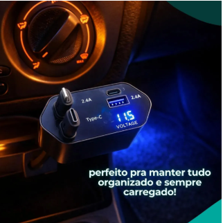 Carregador Veicular Automotivo Payid Com 2 Cabos Retrátil Para Carros Caminhão Carga Rápida 120w Tipo-c E Ios 2 Entradas Usb Super Fast Charge Turbo 4 Em 1 Original Compatível Com iPhone Samsung - Imagem 2