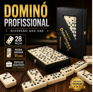 Dominó Profissional De Osso Estojo Com 28 Peças Grosso Jogo - Imagem 3